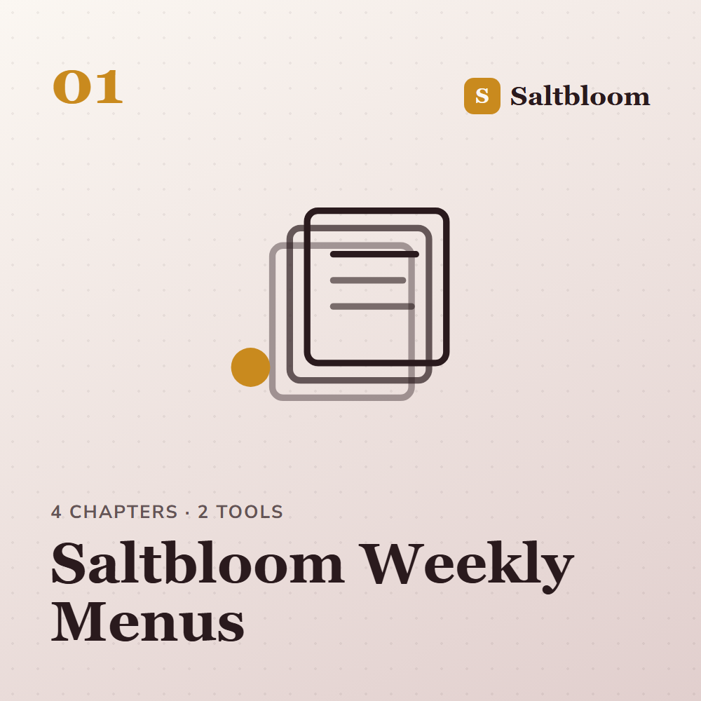 Saltbloom Weekly Menus cover